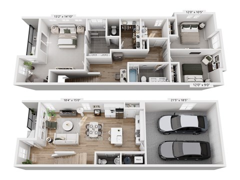 Floor plan for 3 beds, 2.5 baths, 1620 sqft